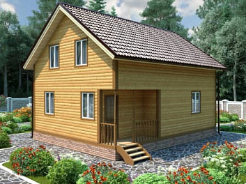 Дом Дом из бруса с крыльцом <span></span> "Кузбасс" 7 на 9