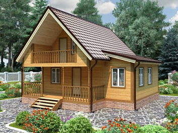 Дом Зимний дом из бруса <span></span> "Волга 2" 8 на 8